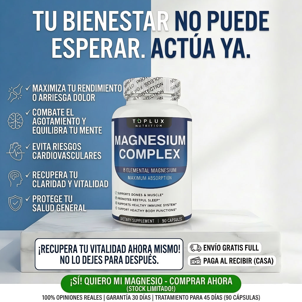 Magnesium Complex 8-en-1: Vitalidad Total y Descanso Profundo (90 Cáps.) – Paga en Casa