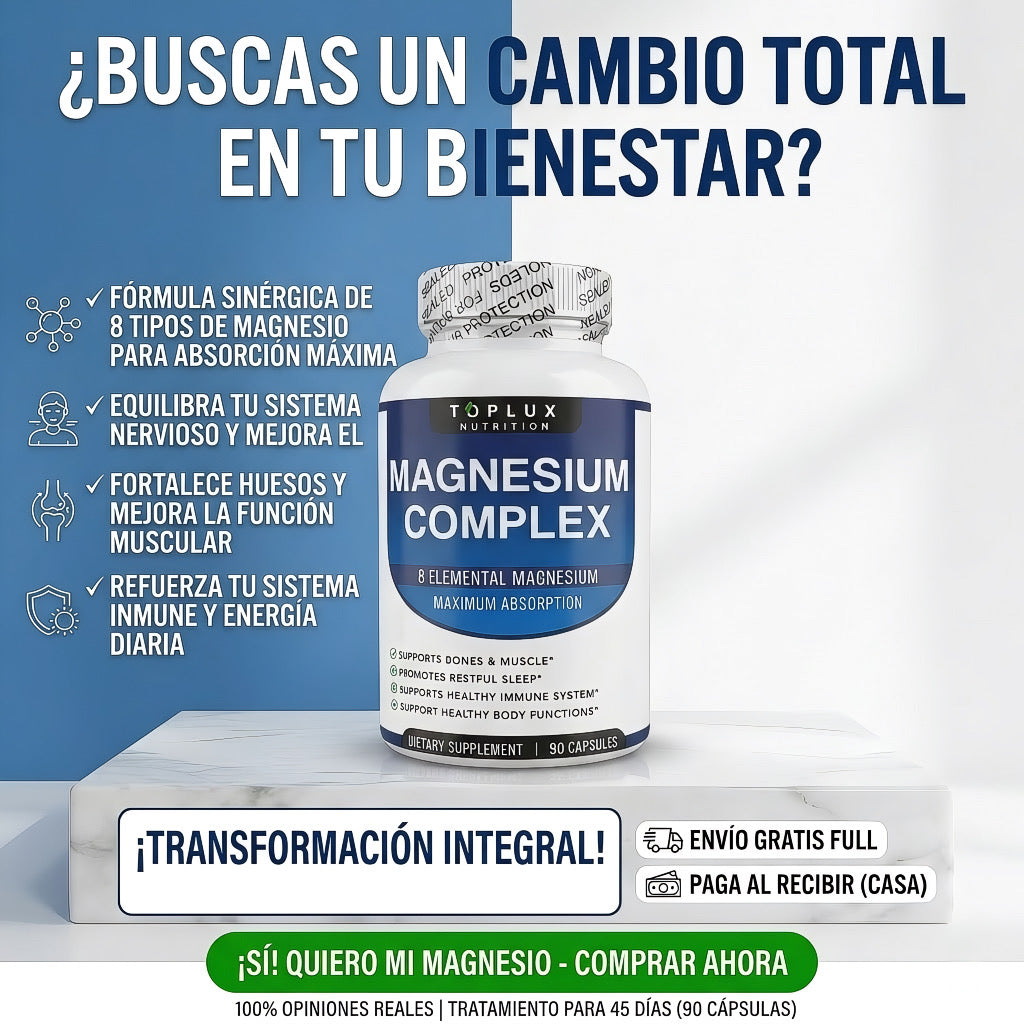 Magnesium Complex 8-en-1: Vitalidad Total y Descanso Profundo (90 Cáps.) – Paga en Casa