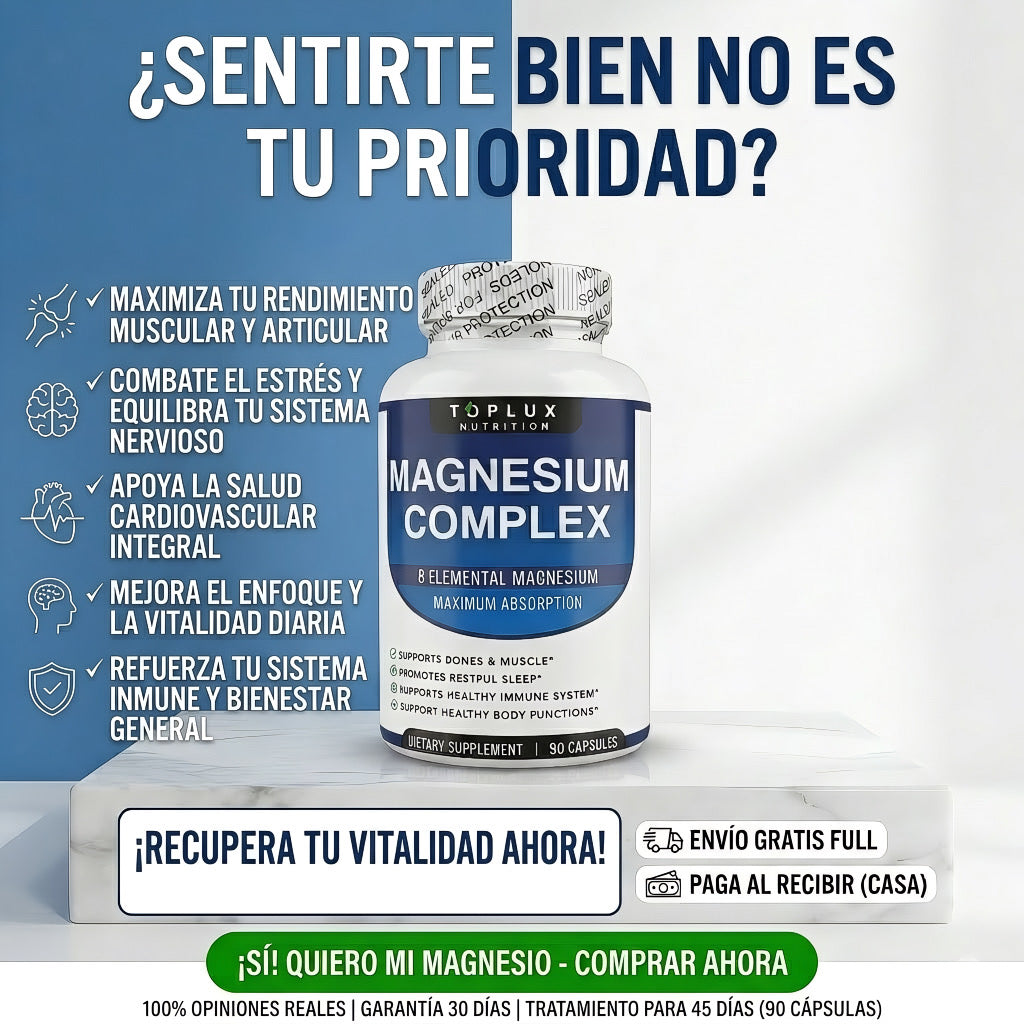Magnesium Complex 8-en-1: Vitalidad Total y Descanso Profundo (90 Cáps.) – Paga en Casa