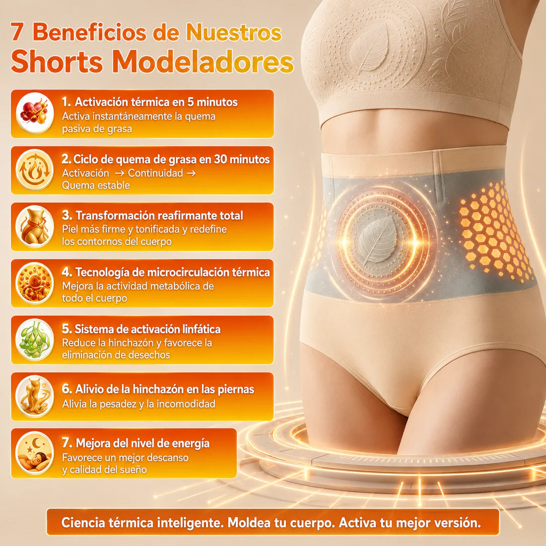 Distribuidor Oficial - Short Moldeador Térmico 4 en 1 Con micropartículas de moringa y Berberina - OFERTA x 3